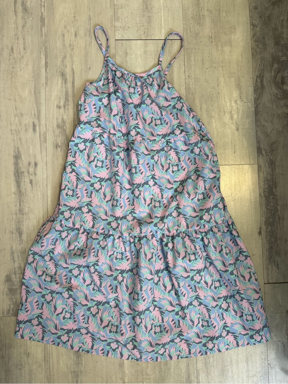 Mondetta Pink and Light Blue Floral Tiered Sundress